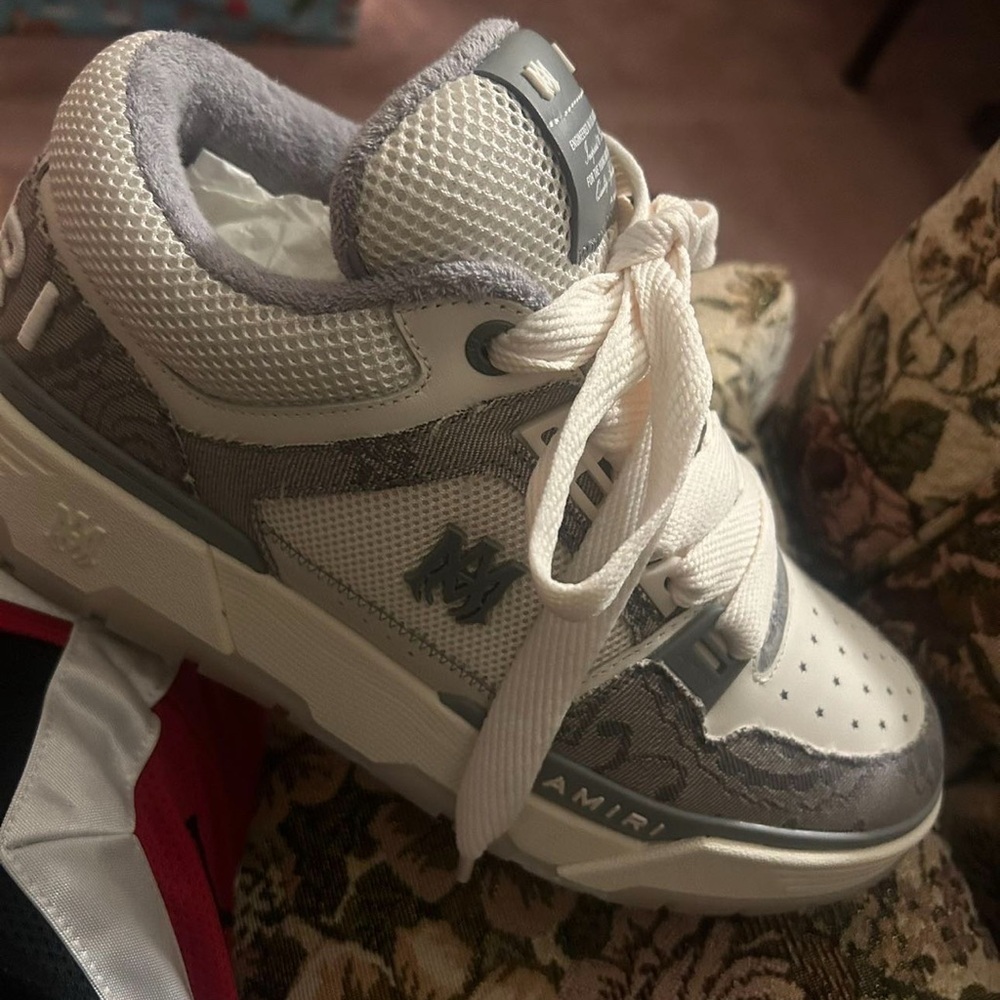 Gray & Off-White Bandana Denim MA-1 Sneakers